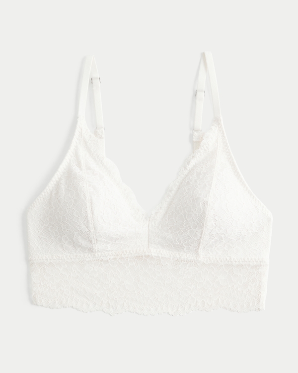 Lace Triangle Bralette, Cloud White view 1