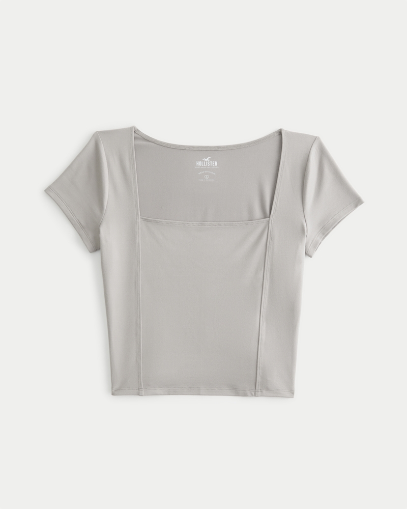 Women's Seamless Fabric Square-Neck Seamed T-Shirt | Women's New ...