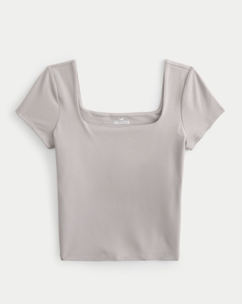 Women's Seamless Fabric Square-Neck T-Shirt, Women's Tops