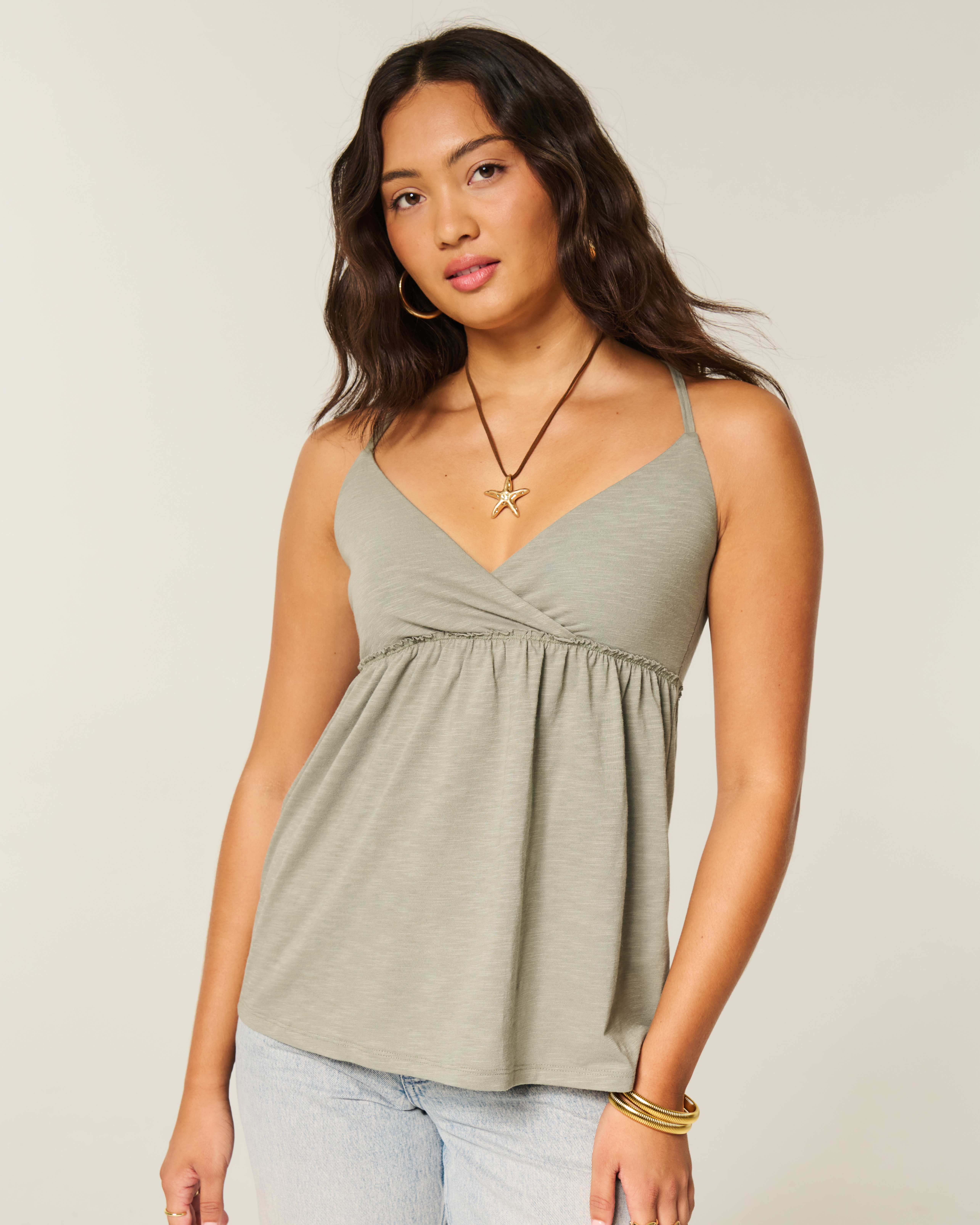 Crochet-Style Back Babydoll Top