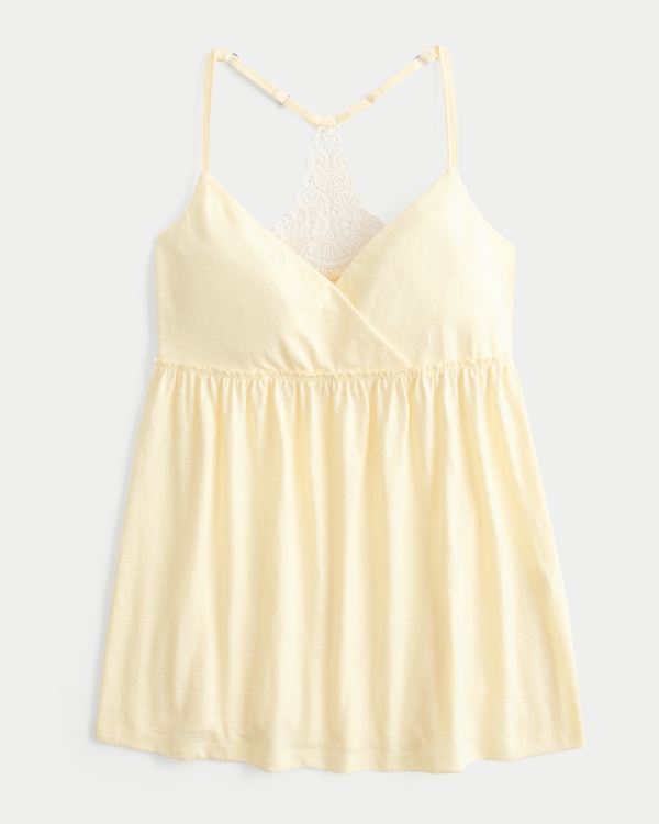 Crochet-Style Back Babydoll Top