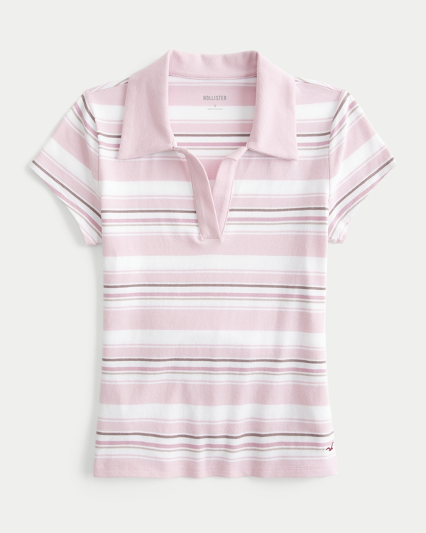 Short-Sleeve Icon Polo, Light Pink Stripe view 1