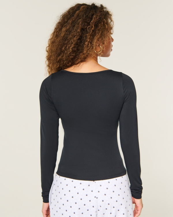 Seamless Fabric Scoop Top, Black view 2