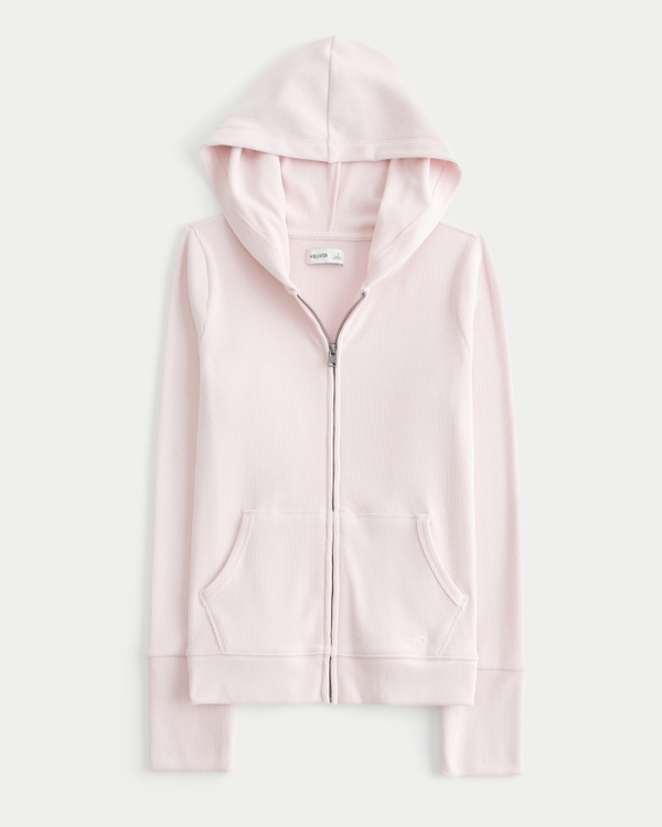 Women's Cozy Rib Seamless Fabric Zip-Up Hoodie | Women's Tops