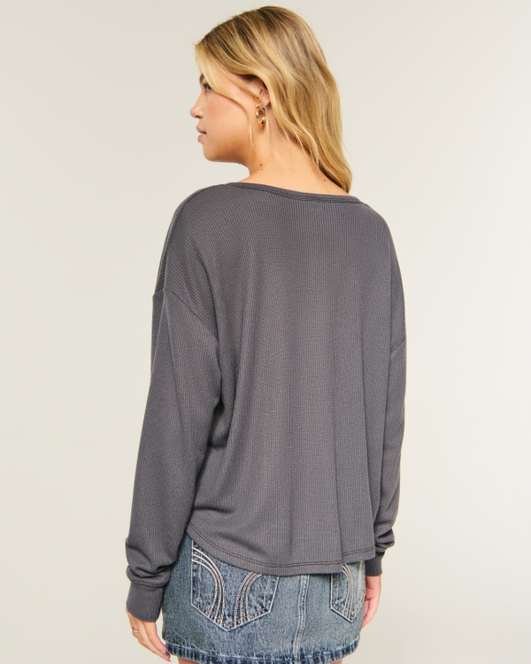 Easy Waffle Henley, Dark Grey view 2