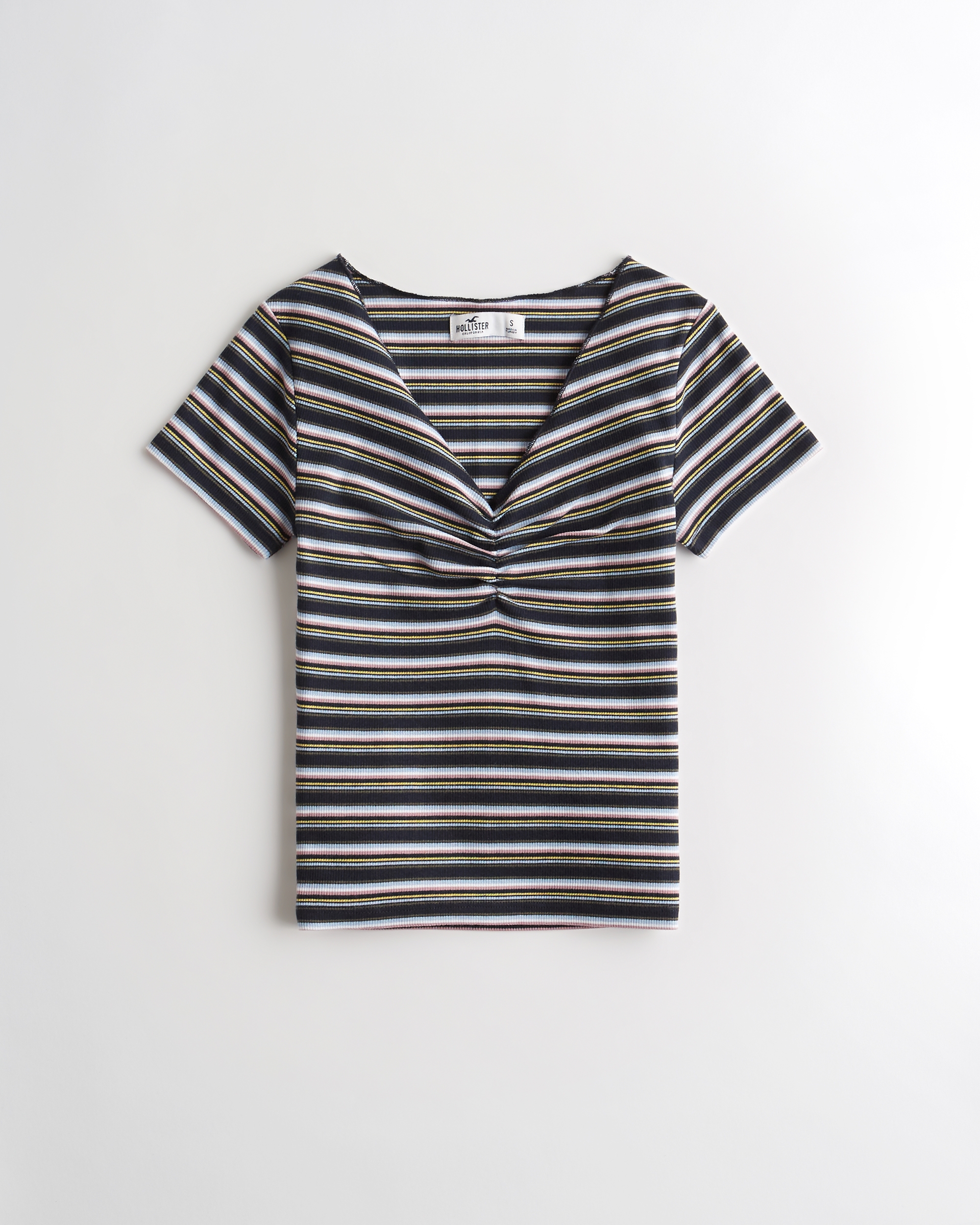 ruched v neck t shirt