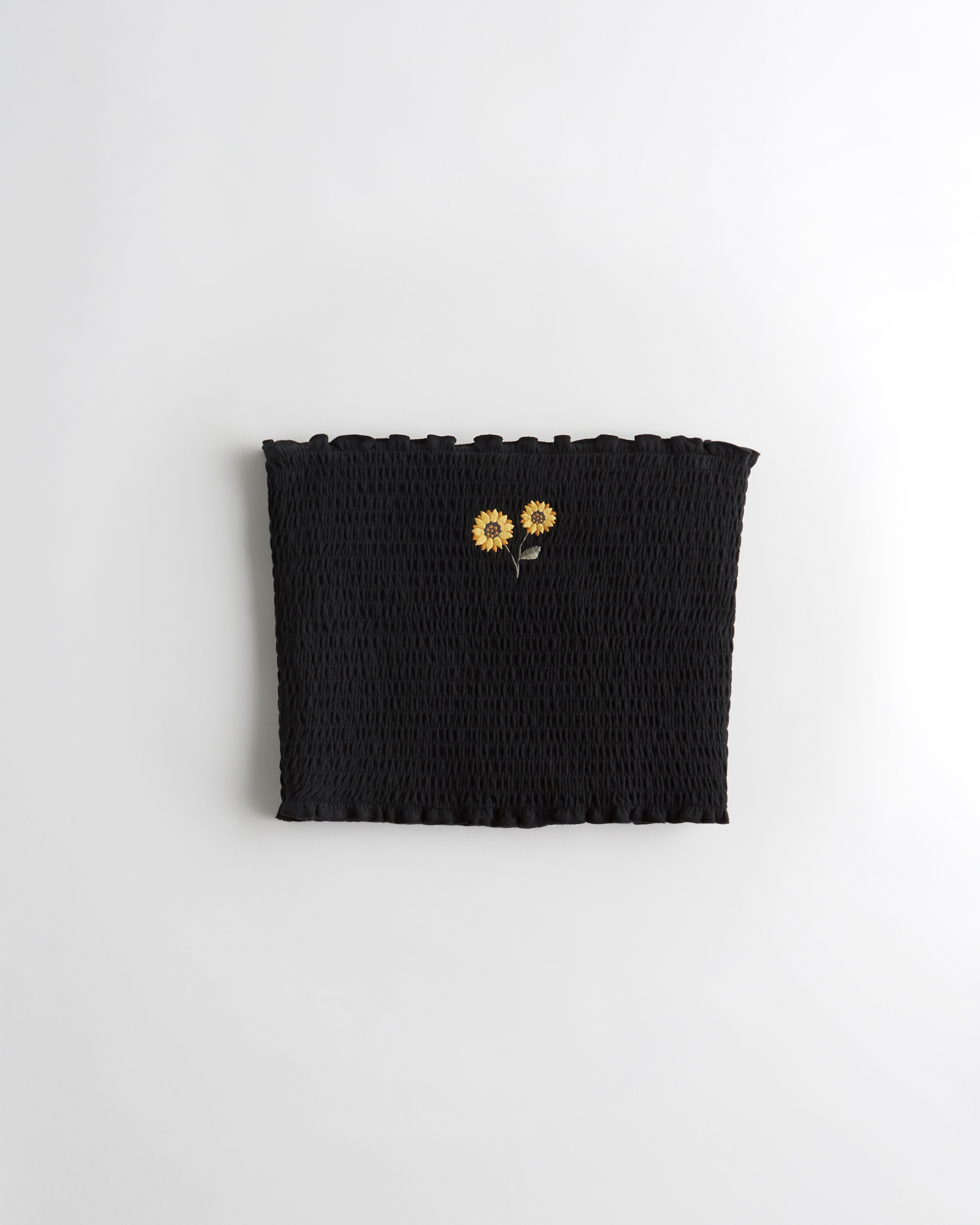 Bow Smocked Back Denim Tube