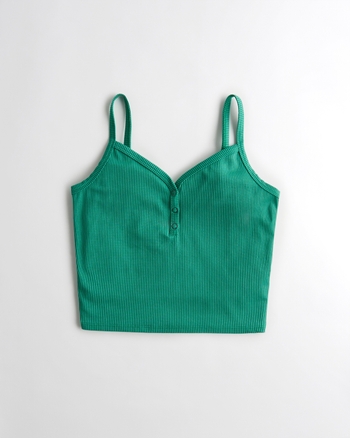 Women's Ribbed Seamless Henley Cami Women's Clearance