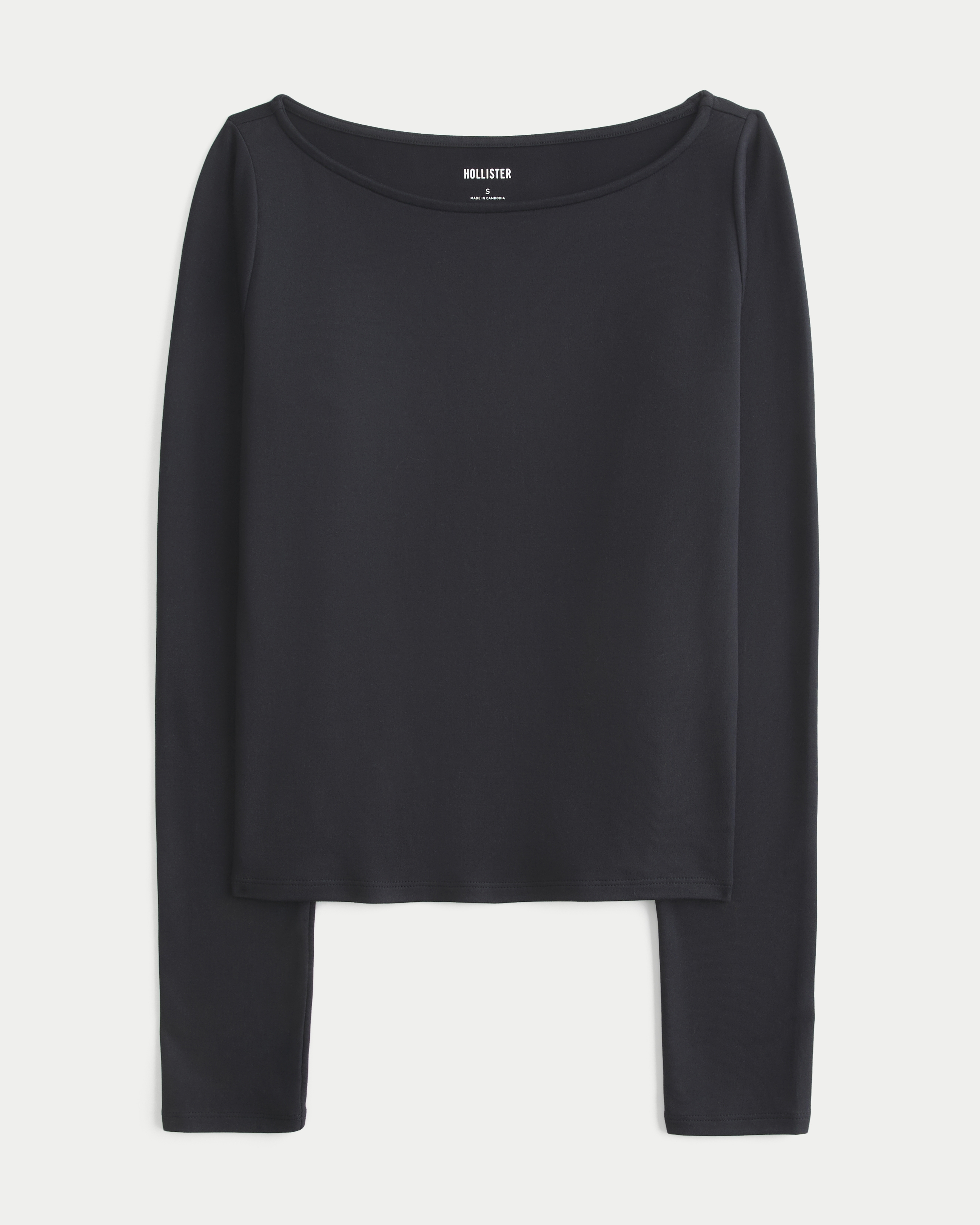 Soft Stretch Seamless Fabric Slash-Neck Top