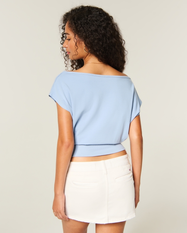 Banded Off-the-Shoulder Top, Blue view 2