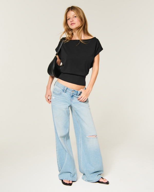 Banded Off-the-Shoulder Top, Black view 2