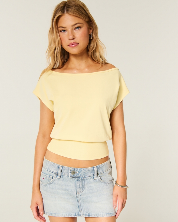 Banded Off-the-Shoulder Top, Yellow view 1