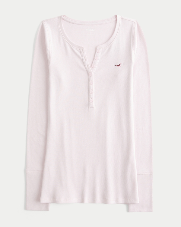 ヴィンテージ　新品Hollister 長袖 ヘンリーネック ピンク M ウィメンズ アイコン ヘンリーシャツ | ウィメンズ トップス
