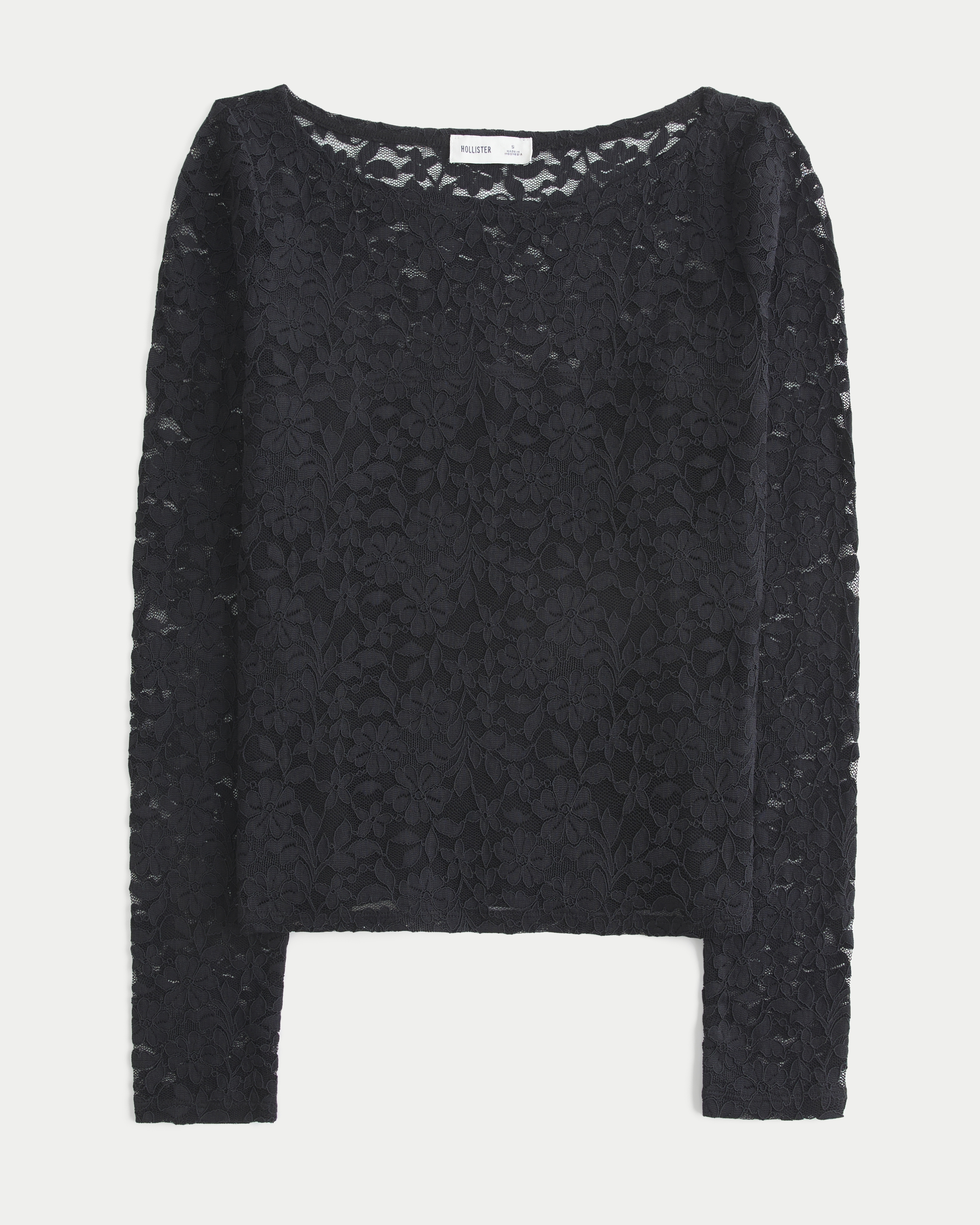 All-Over Lace Slash-Neck Top