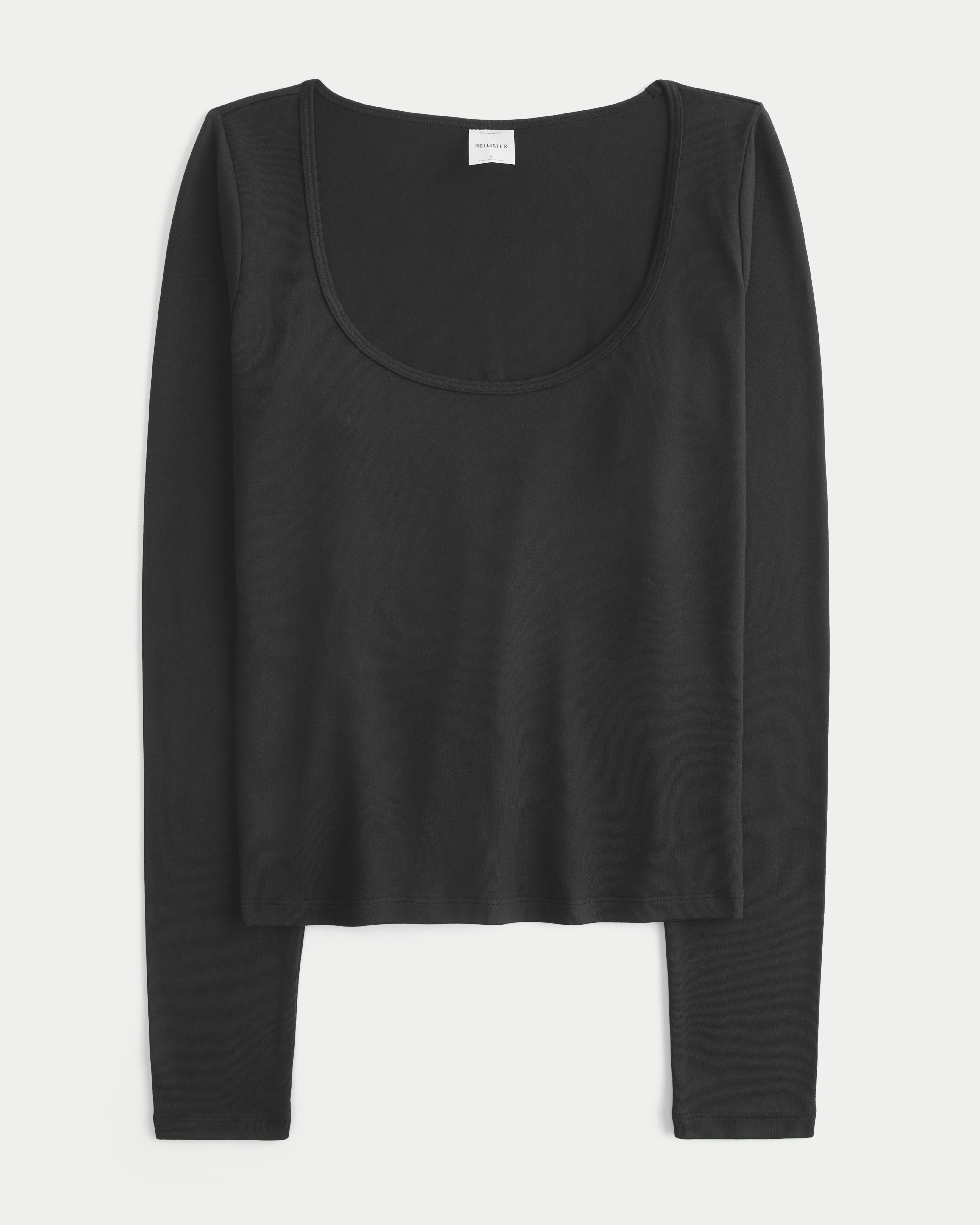 Long-Sleeve Soft Seamless Fabric Scoop T-Shirt