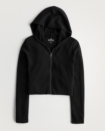 Women's Waffle Full-Zip Hoodie | Women's Clearance | HollisterCo.com