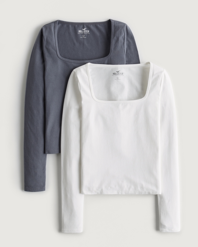Seamless SquareNeck Baby Tee 2Pack on Sale At Hollister Co.