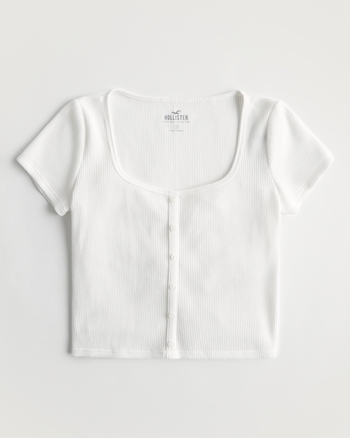 Women s Waffle Button Down Tee Women s Clearance HollisterCo