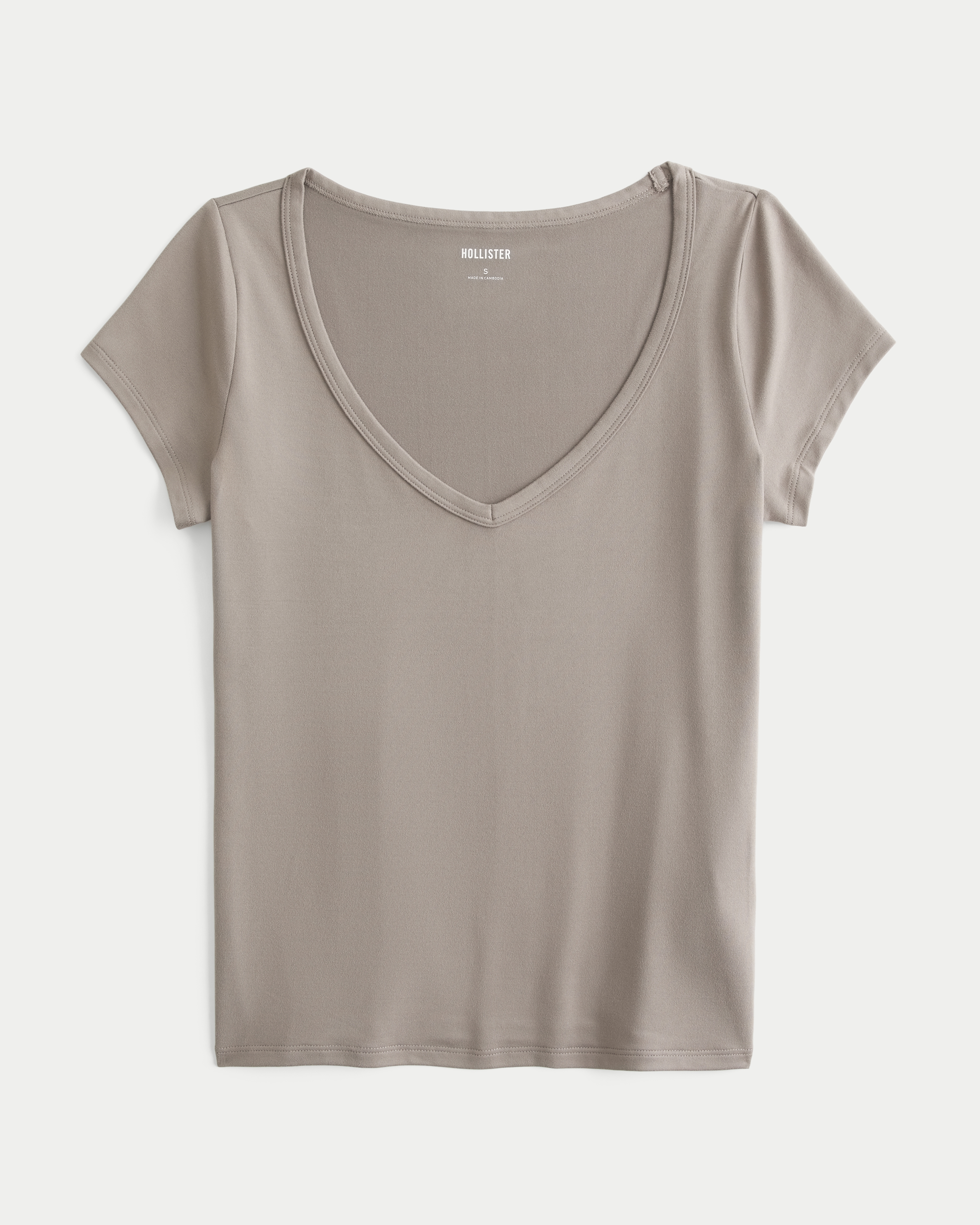 Smooth Seamless Fabric V-Neck T-Shirt