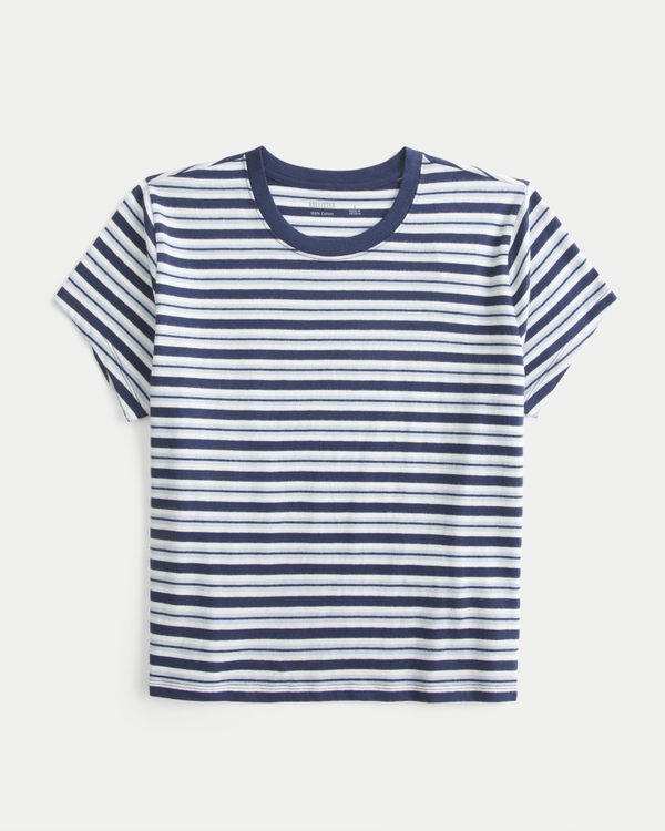 Relaxed Crew Tee, Navy Stripe view 1