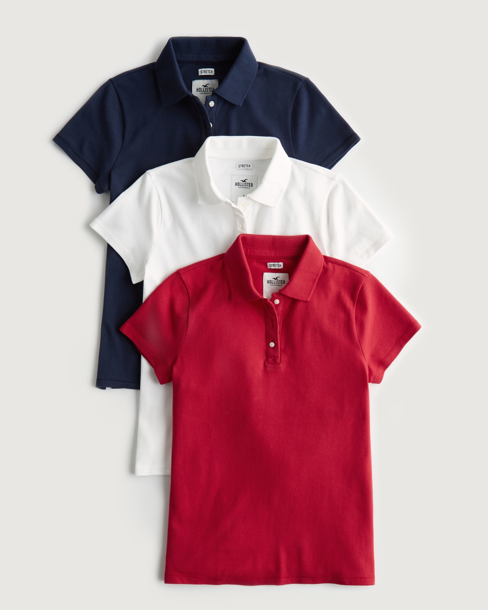 Hollister Men's Polo S Red Cotton with Elastane