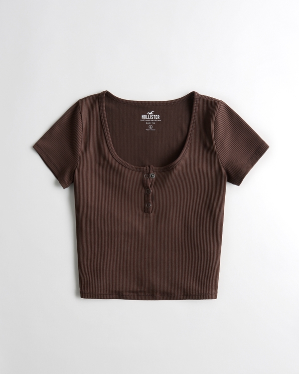 Women's Seamless Rib Fabric Henley T-Shirt | Women's Sale | HollisterCo.com