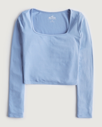 Women's LongSleeve Seamless SquareNeck Baby Tee Women's Tops