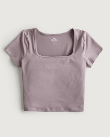 Women's Seamless Fabric Square-Neck Baby Tee