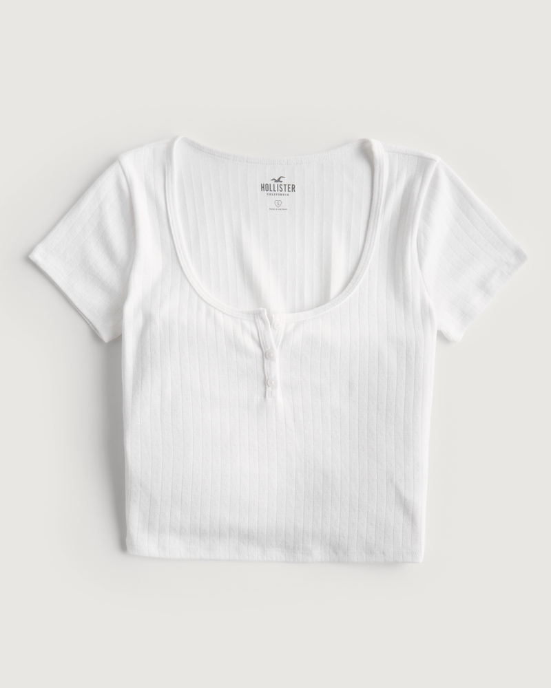 Vista Pointelle Henley Top