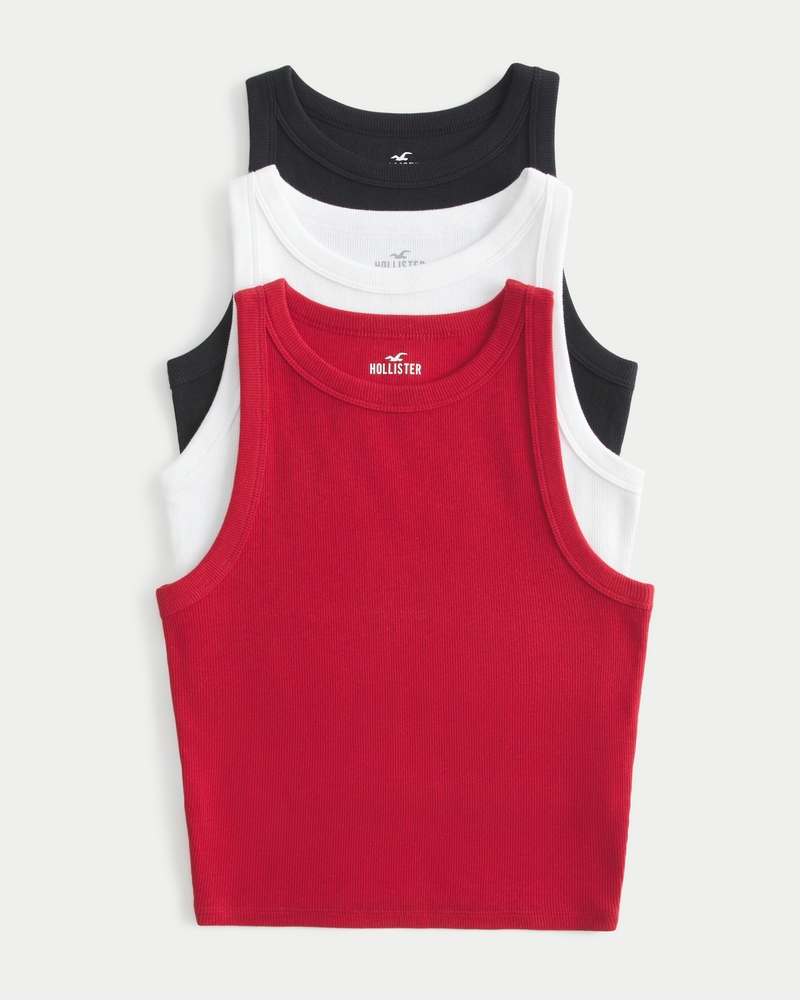 Hollister cut out high neck tank top in black