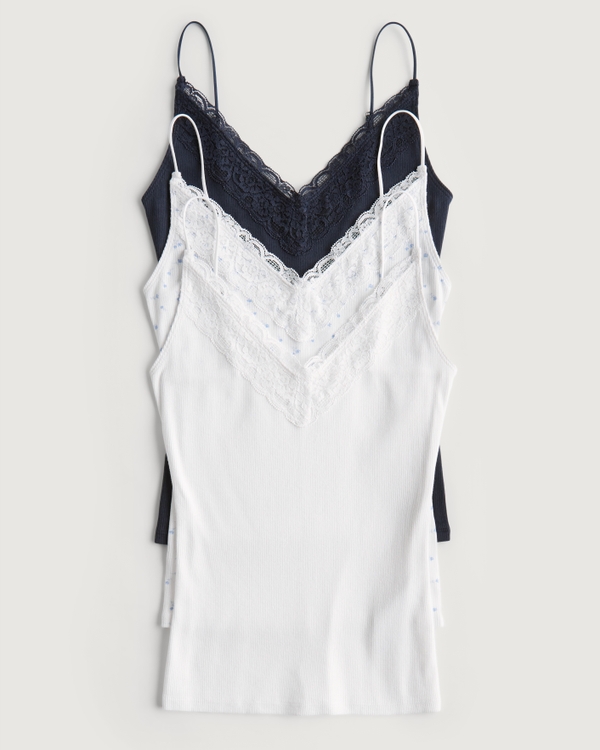 Women's Ribbed Lace Trim Cami 3-Pack | Women's Tops | HollisterCo.com