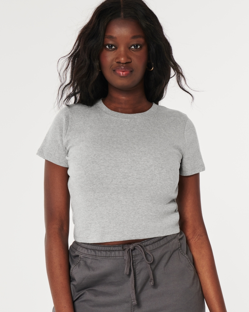 Hollister Women's T-Shirt M Grey 100% Cotton