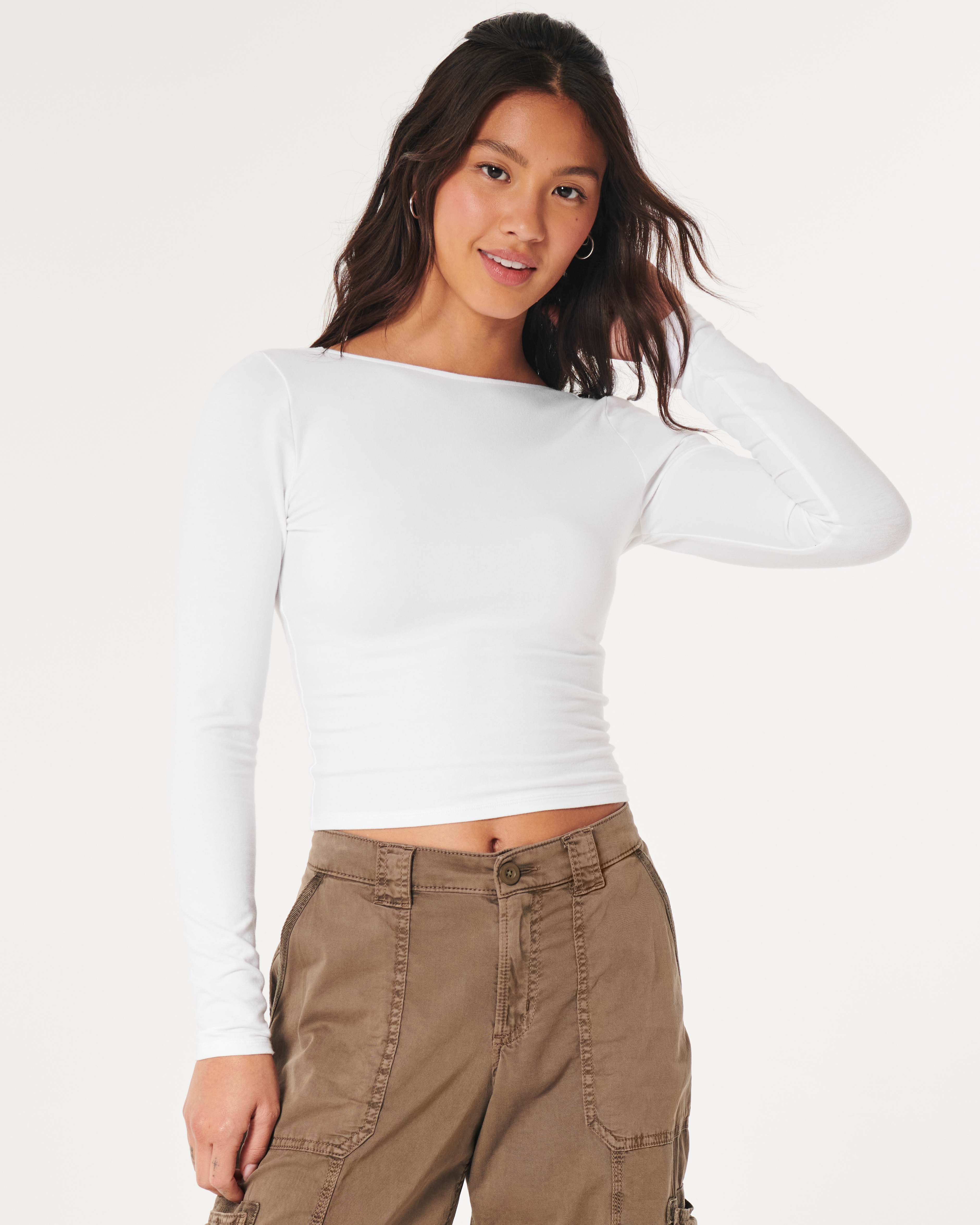 Hollister womens long sleeve hot sale top