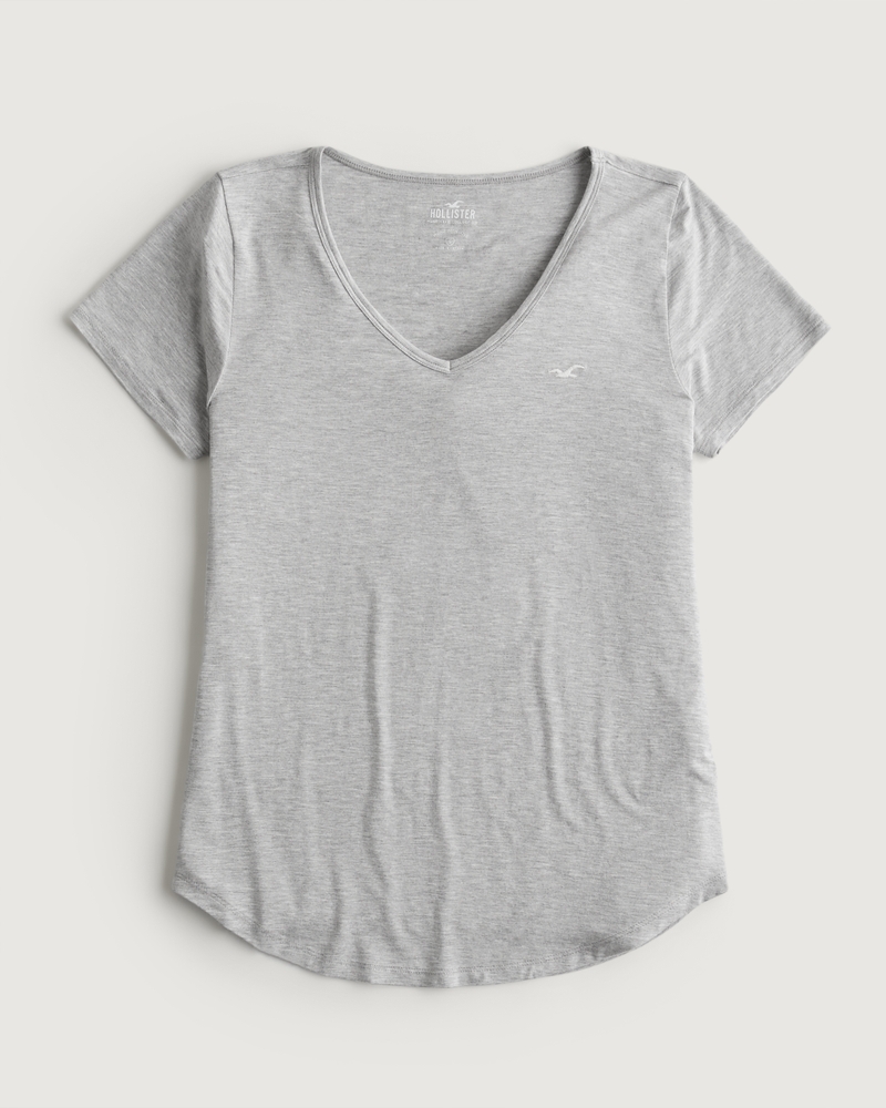 Hollister Logo V-neck T-shirt in White