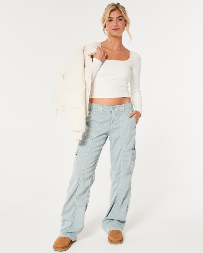 Ribbed Seamless Fabric Square-Neck Top