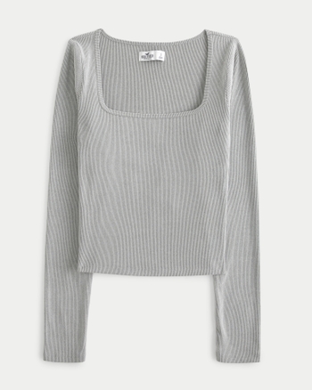 Women's Ribbed Seamless Fabric Square-Neck Top | Women's Tops ...