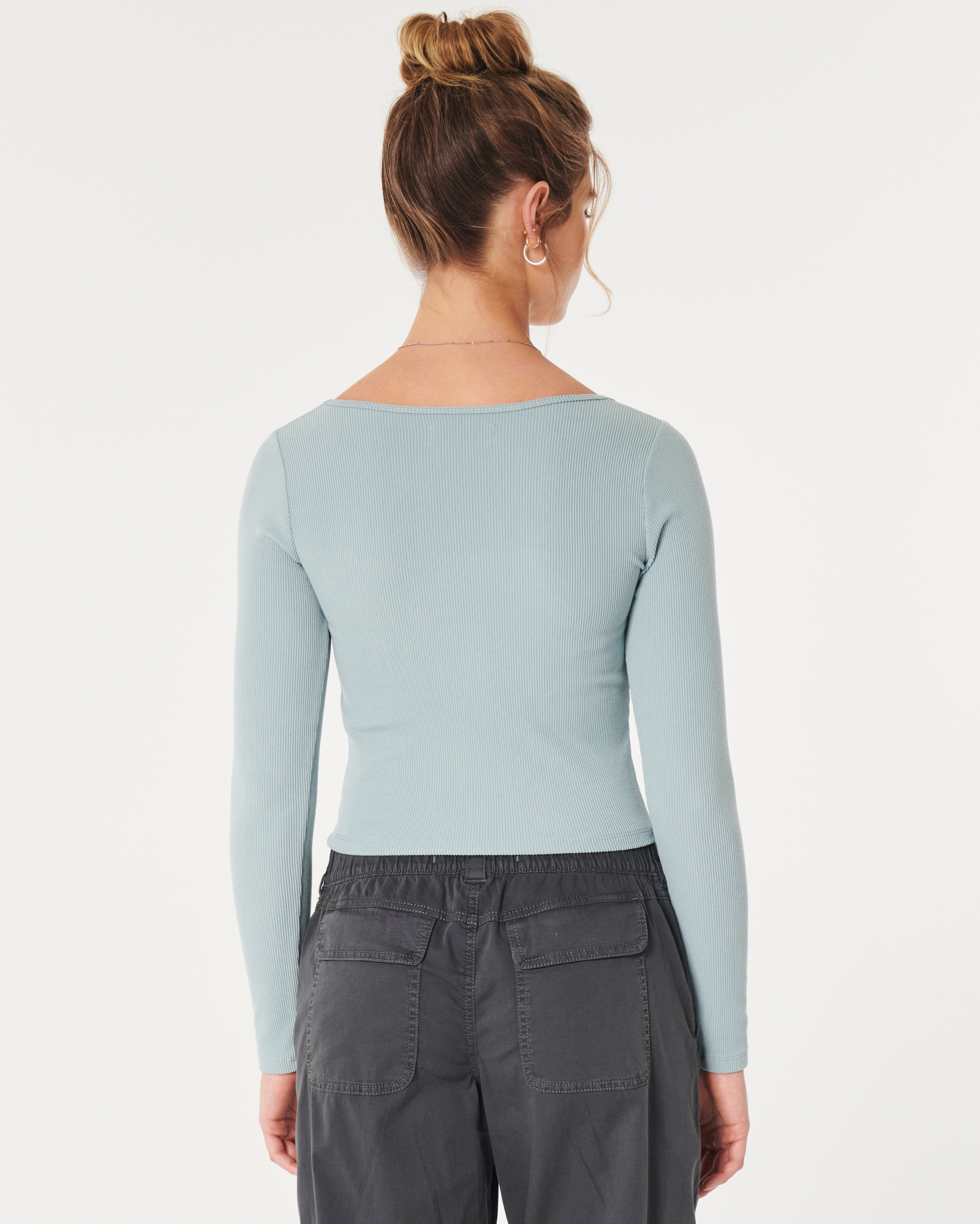 Buy Hollister Ribbed Seamless Fabric Henley Top 2024 Online