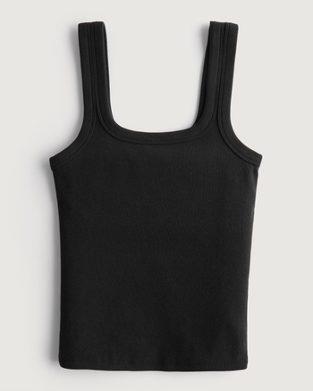 RIBBED TANK TOP, Black