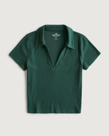 Women s Ribbed Buttonless Polo Women s Clearance HollisterCo