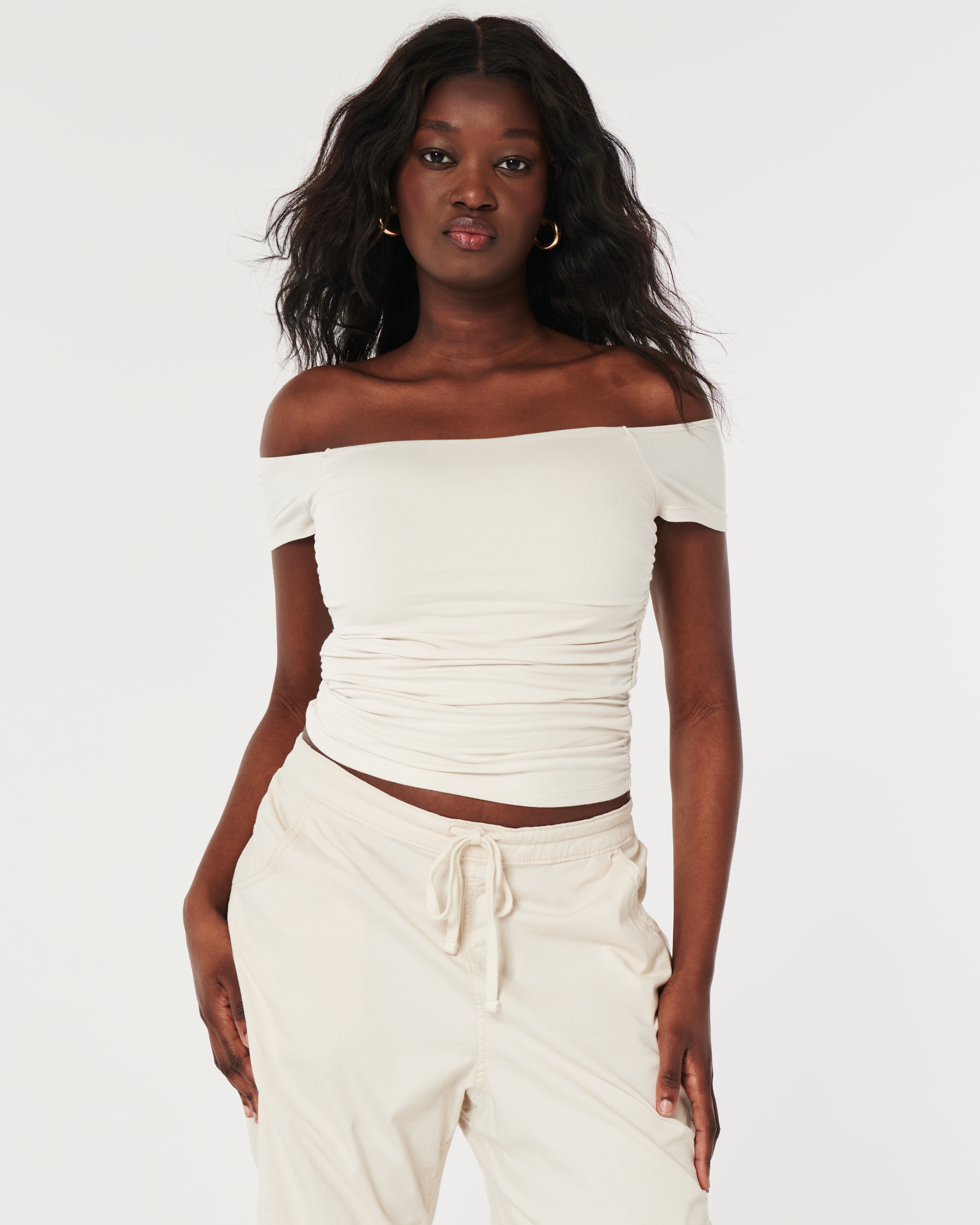 Hollister off the shoulder on sale shirt