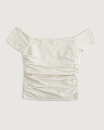 Women s Shirred Off the Shoulder Top Women s Tops Hollister Co