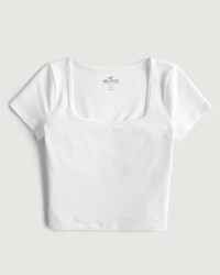Seamless Ribbed Fabric Square-Neck Baby Tee