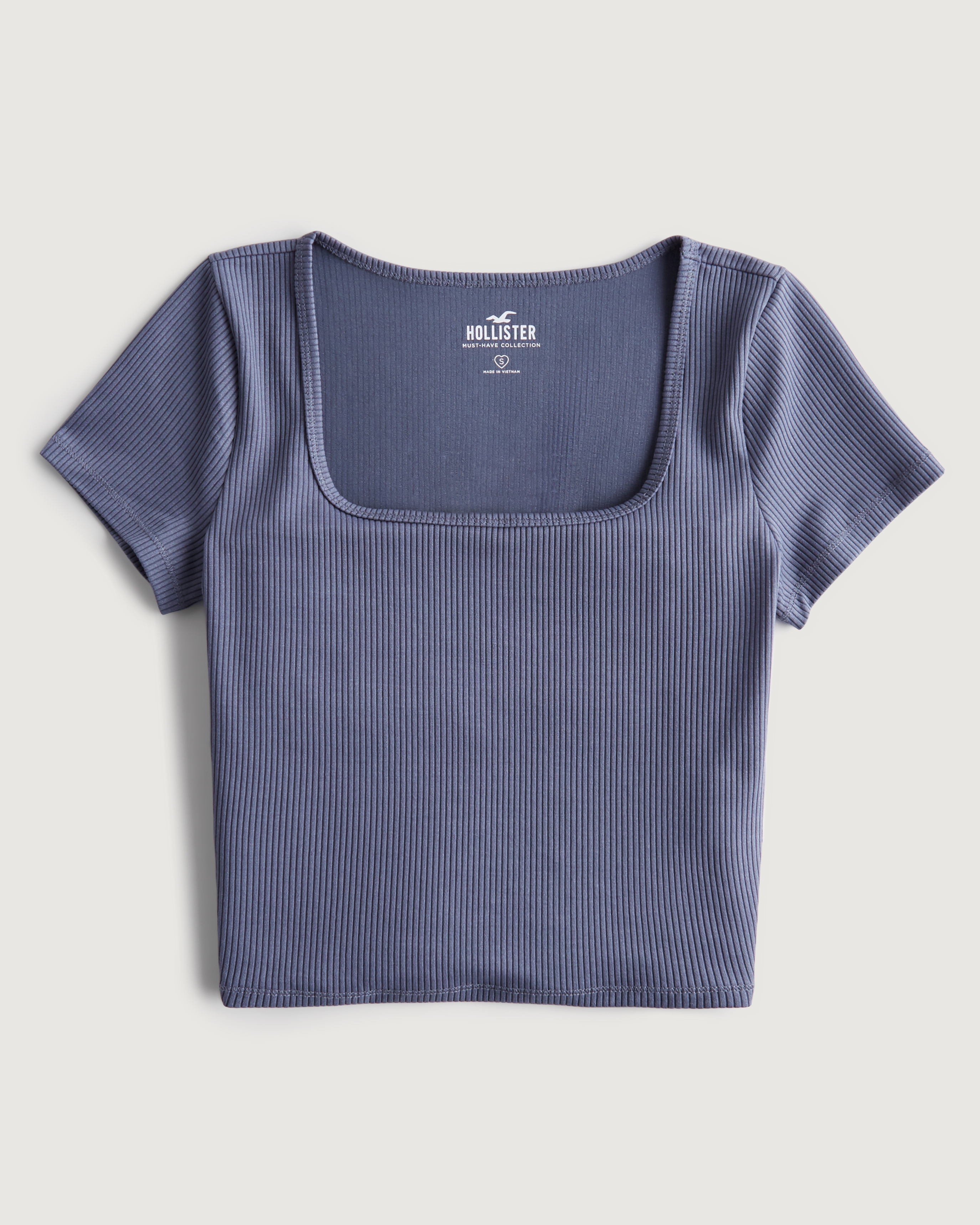 Seamless Ribbed Fabric Square-Neck Baby Tee