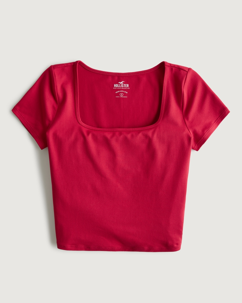 Women's Seamless Fabric Square-Neck Baby Tee, Women's Hollister Women's