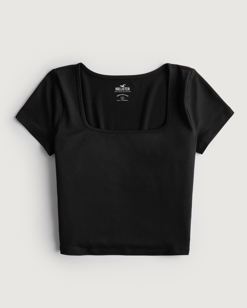 Seamless Fabric Square-Neck Baby Tee