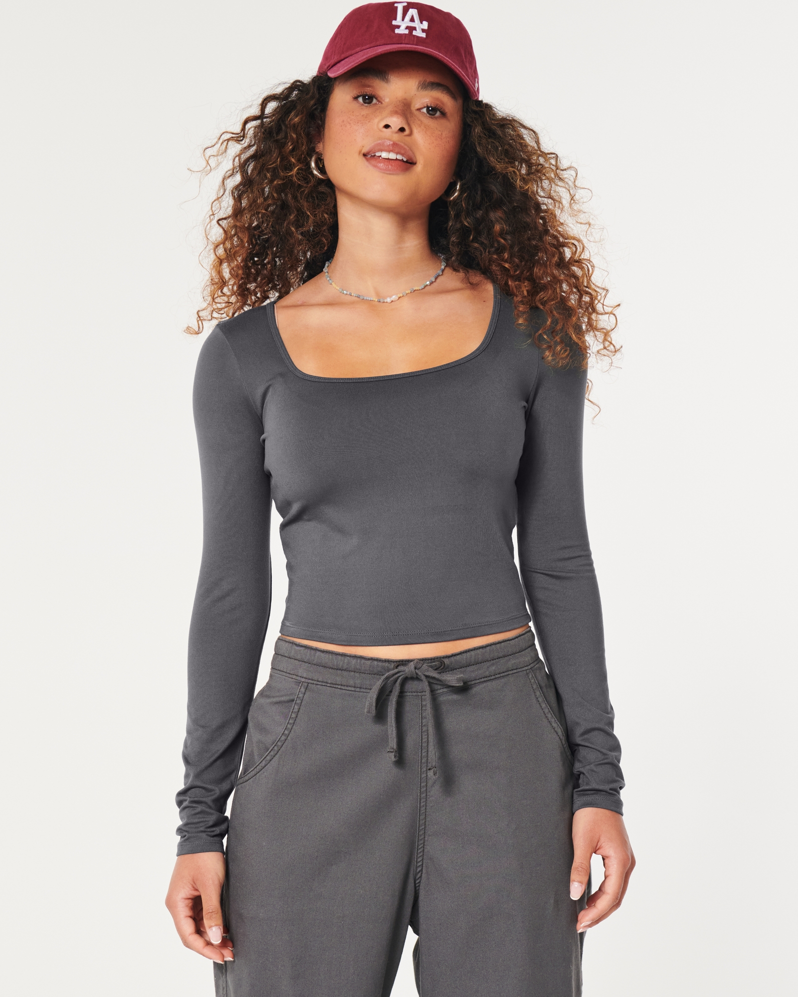 Women's Cotton Seamless Fabric Squareneck Bodysuit, Women's Tops