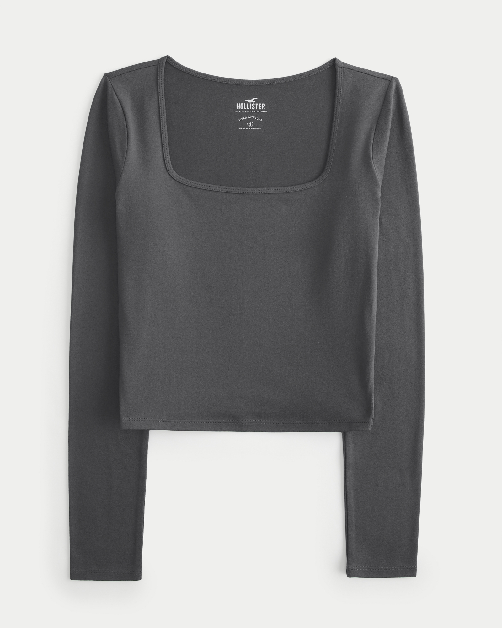 black Hollister t shirt super stretchy fabric - Depop
