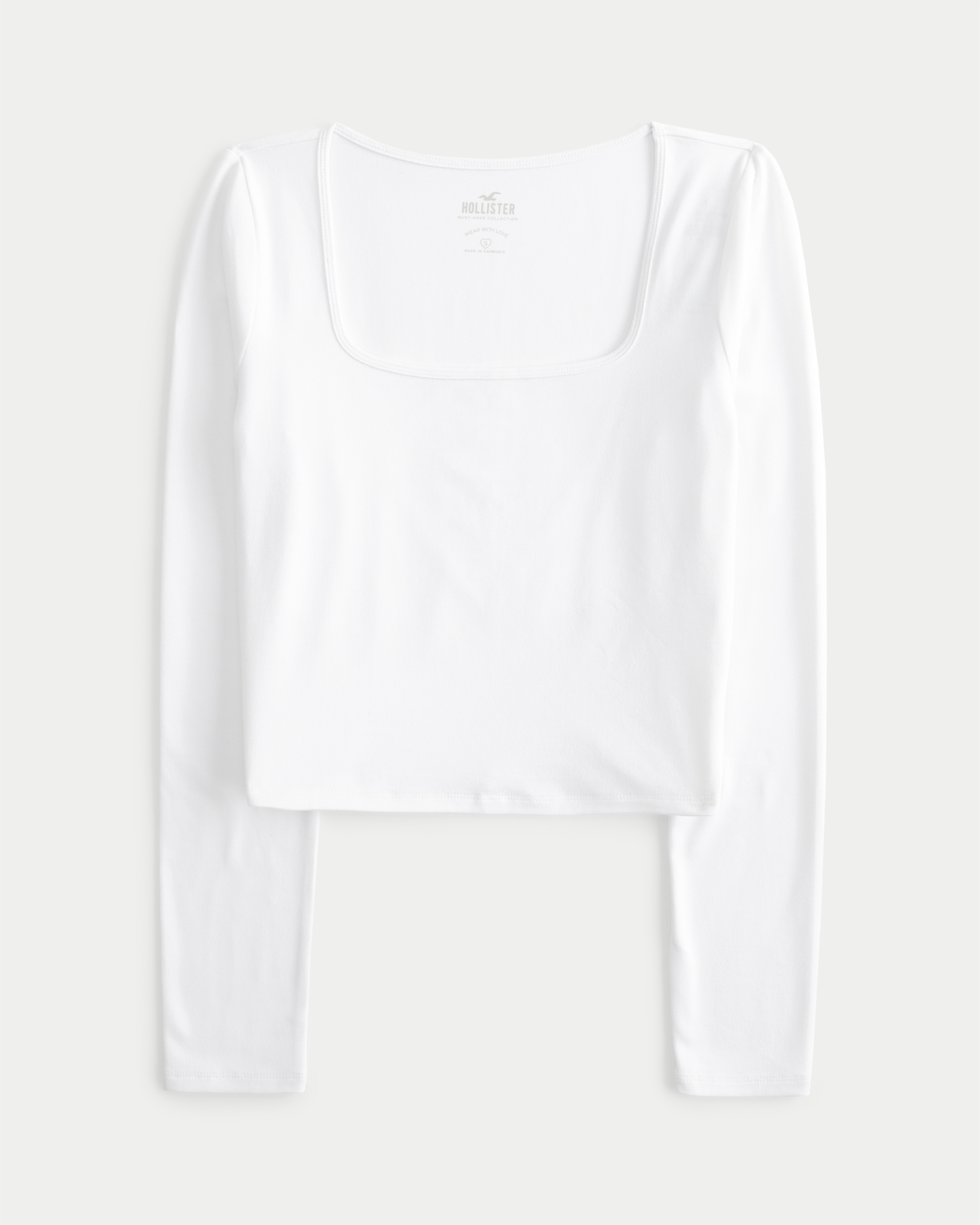 Hollister white store long sleeve top