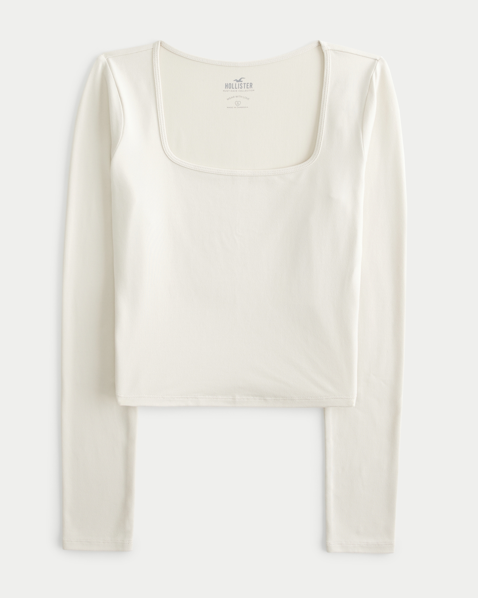 Women's Long-Sleeve Seamless Fabric Square-Neck Top - Hollister