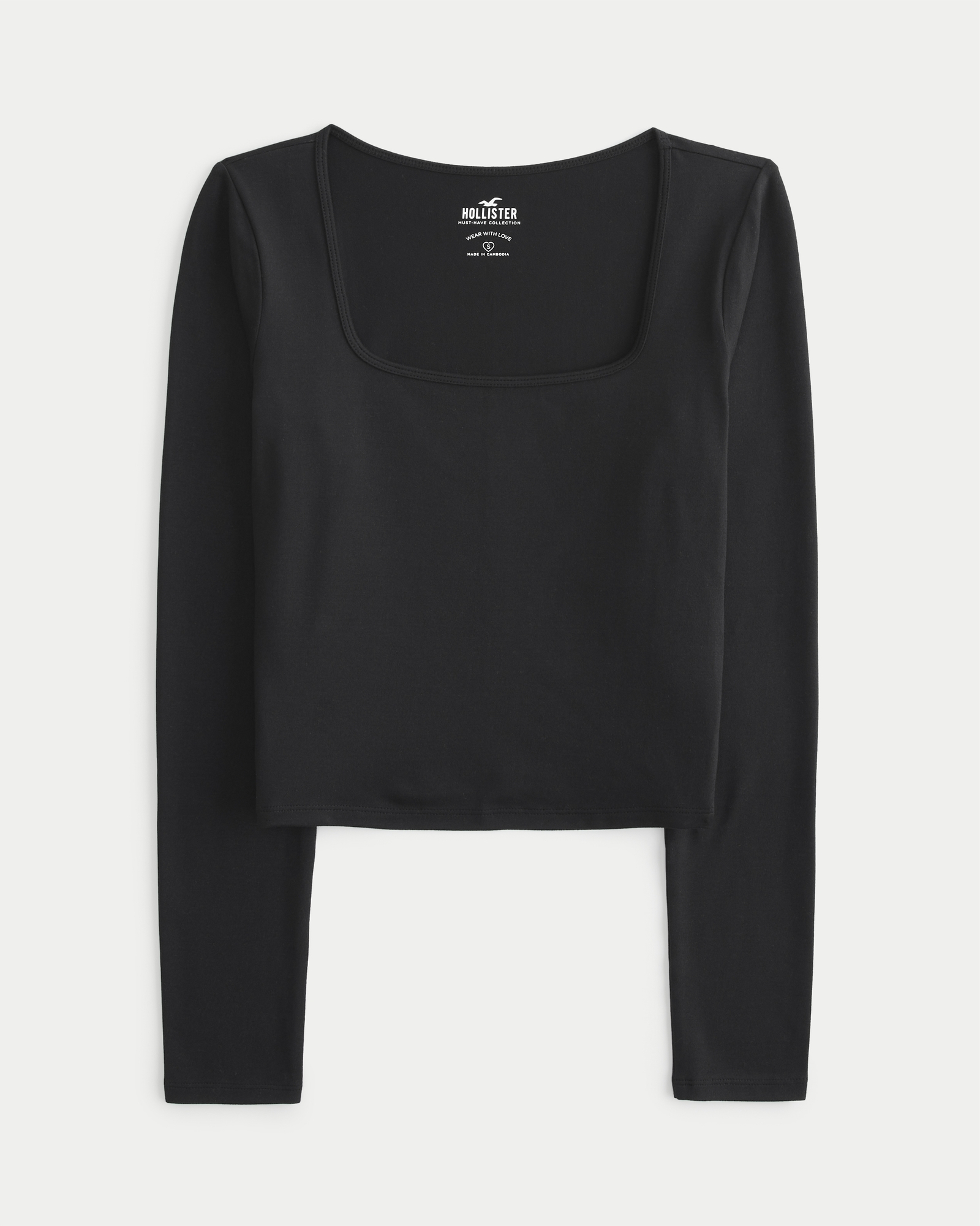 Hollister outdoors central & arm logo long sleeve top in black